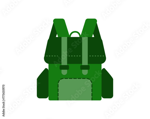 Military army backpack flat illustration. 