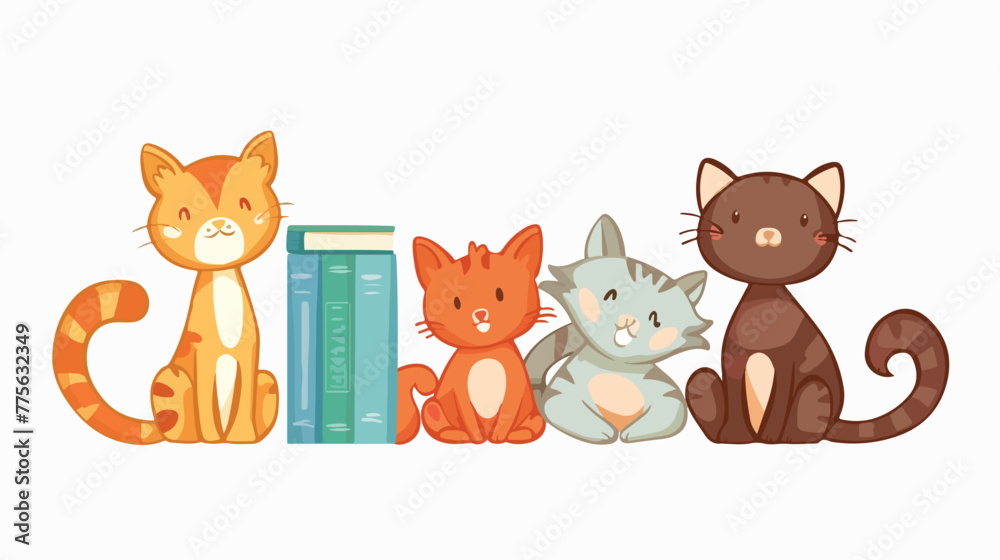 Animal color books cute Flat vector isolated