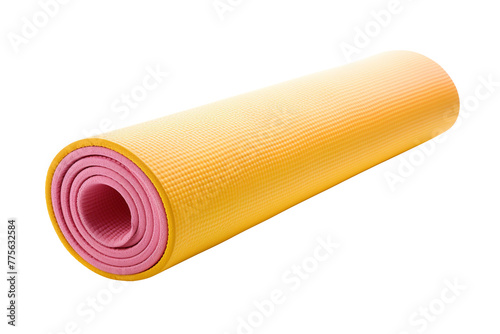 Yellow Pink Yoga Mat isolated on transparent background, PNG available