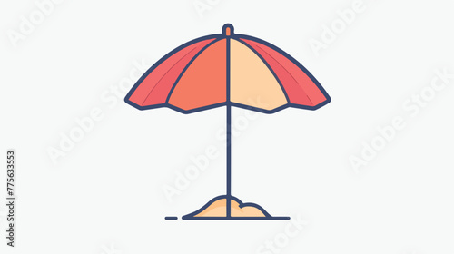 Beach umbrella linear icon on white background Flat