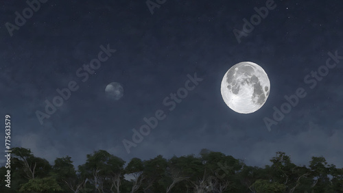 Full Moon Illuminating River and Sky