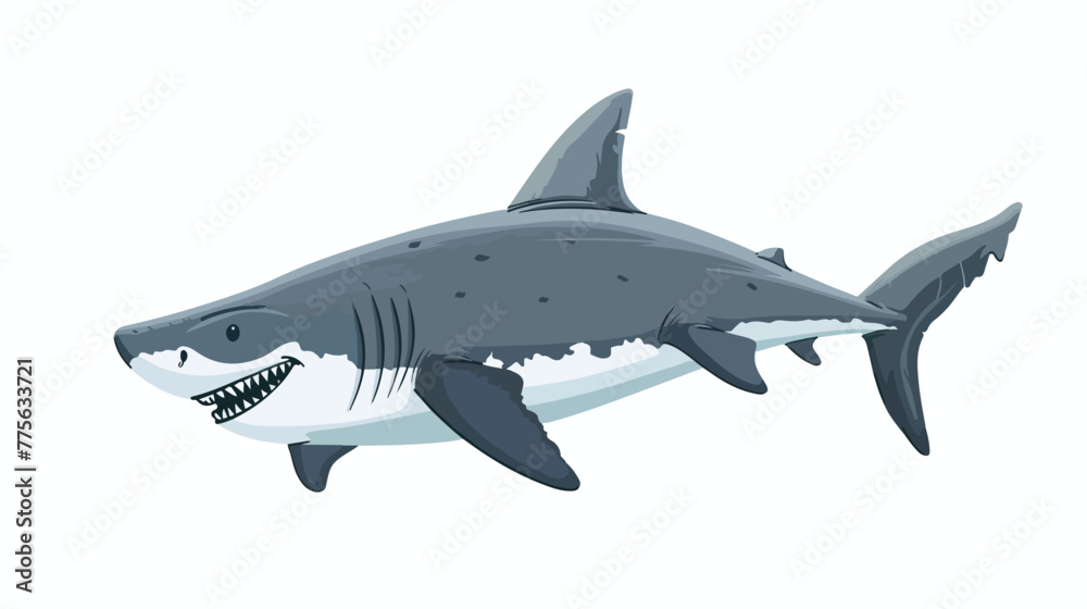 Cartoon shark waving flat vector isolated on white background