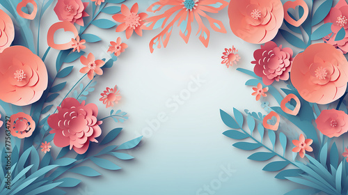 playful paper cut flowers template photo