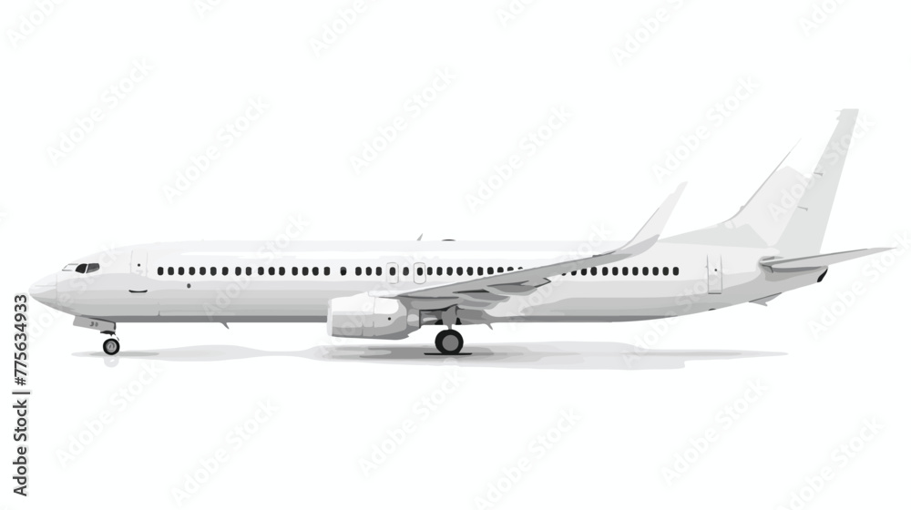 Blank Glossy White Airplane Or Airliner Side View. EP