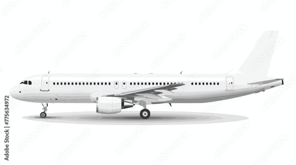 Blank Glossy White Airplane Or Airliner Side View. EP