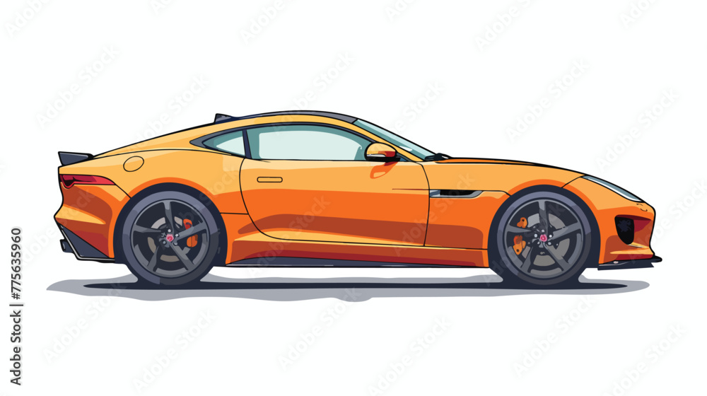 Orange sports car design over white flat vector isolated