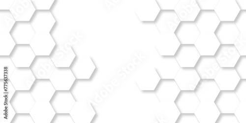  Abstract Technology, Futuristic 3d Hexagonal structure futuristic white background and Embossed Hexagon. Hexagonal honeycomb pattern background with space for text.