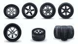 Car tires with different tread marks. vecto