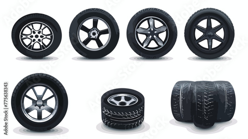 Car tires with different tread marks. vecto