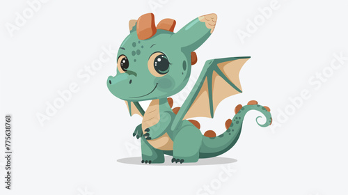 Baby dragon presenting Flat vector isolated o