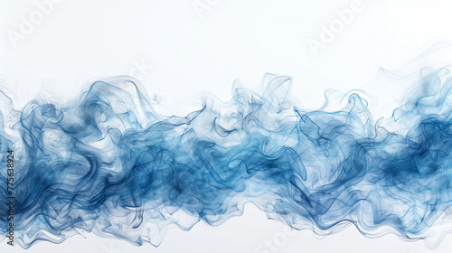 movement of blue smoke over white background.
