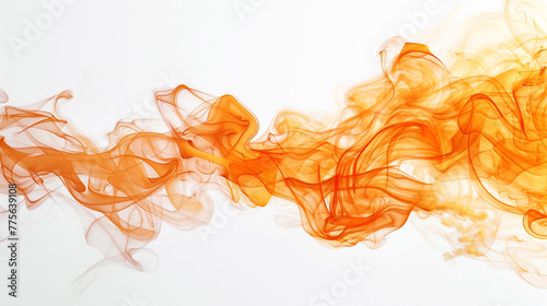 movement of orange smoke over white background.