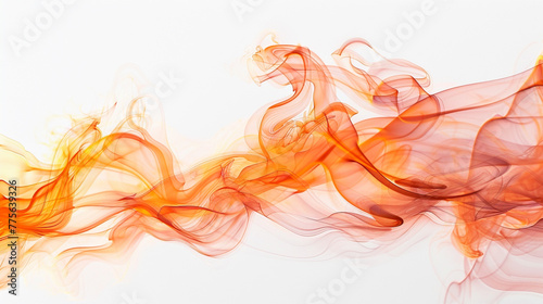movement of orange smoke over white background.