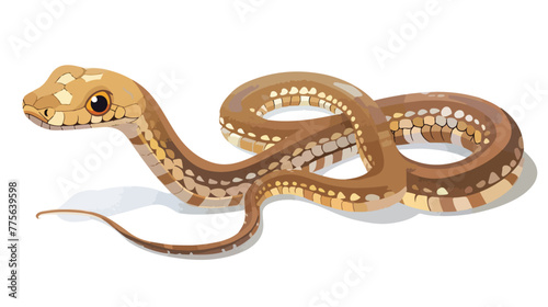 Brown snake on white background Flat vector isolated