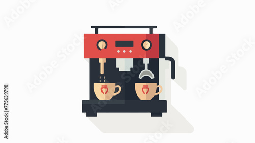Coffee machine flat icon with long shadow flat vector