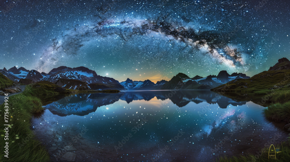 A beautiful night sky with a large milky way