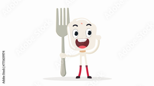Character of fork with mike Flat vector isolated