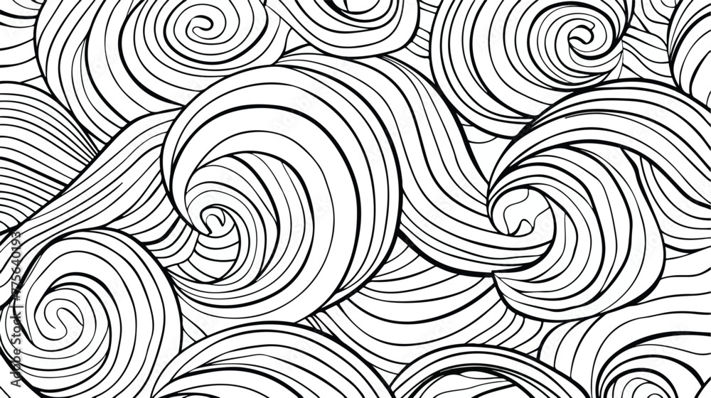 Coloring page abstract pattern maze of waves ornament