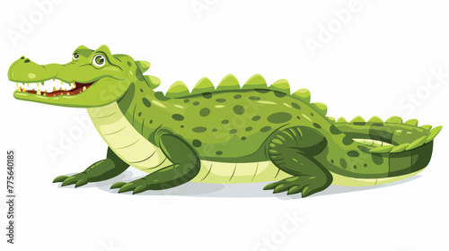 Crocodile isolated on white background Flat v