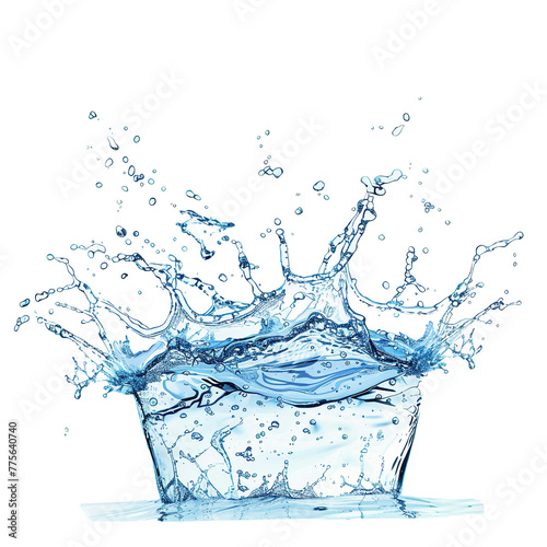 Blue water splash is super smoot isolate white background.