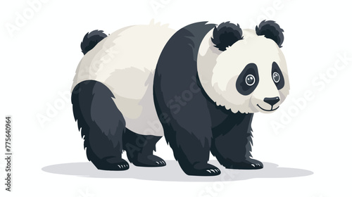 Cute little panda walking Flat vector isolated