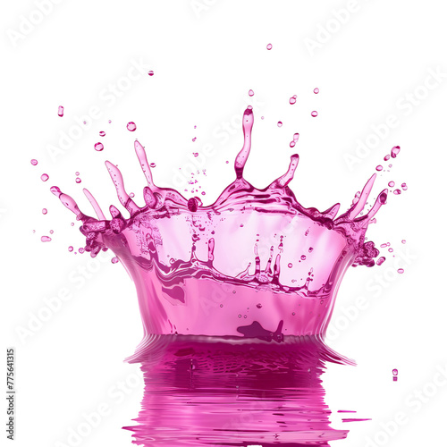 Pink water splash is super smoot isolate white background.