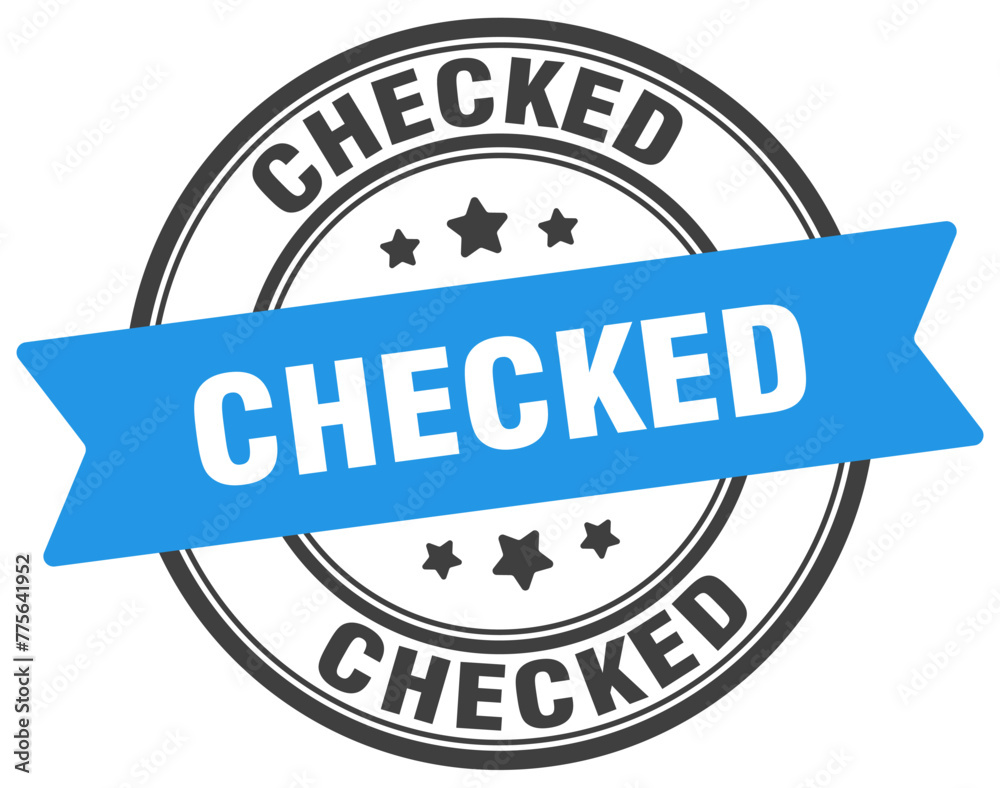 checked stamp. checked label on transparent background. round sign checked stamp. checked label on transparent background. round sign