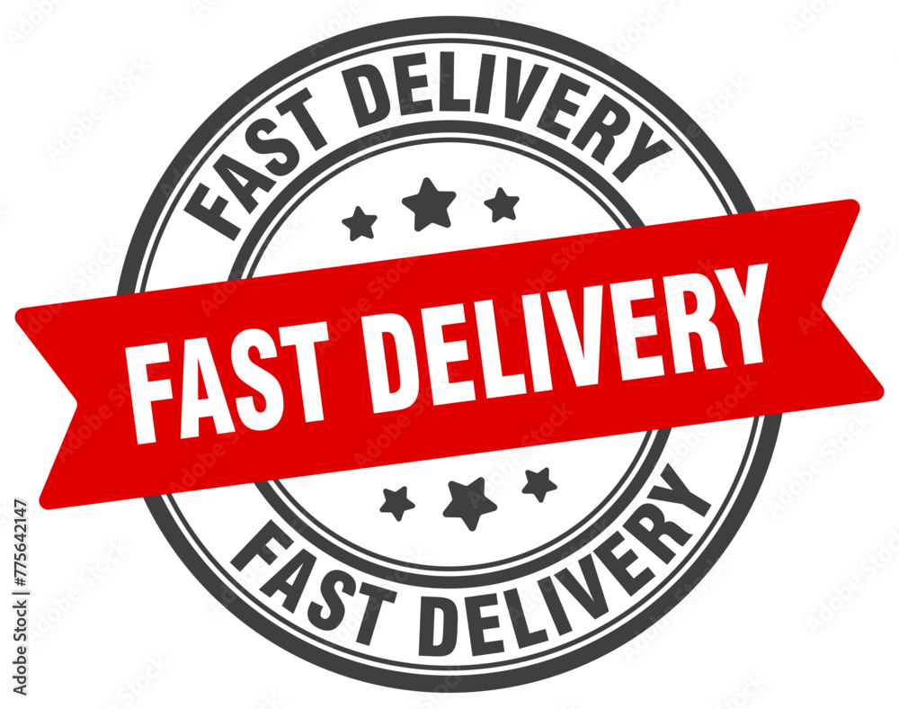 fast delivery stamp. fast delivery label on transparent background. round sign