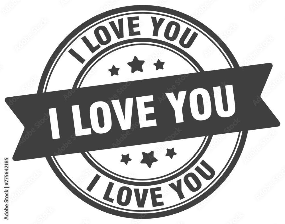 i love you stamp. i love you label on transparent background. round sign