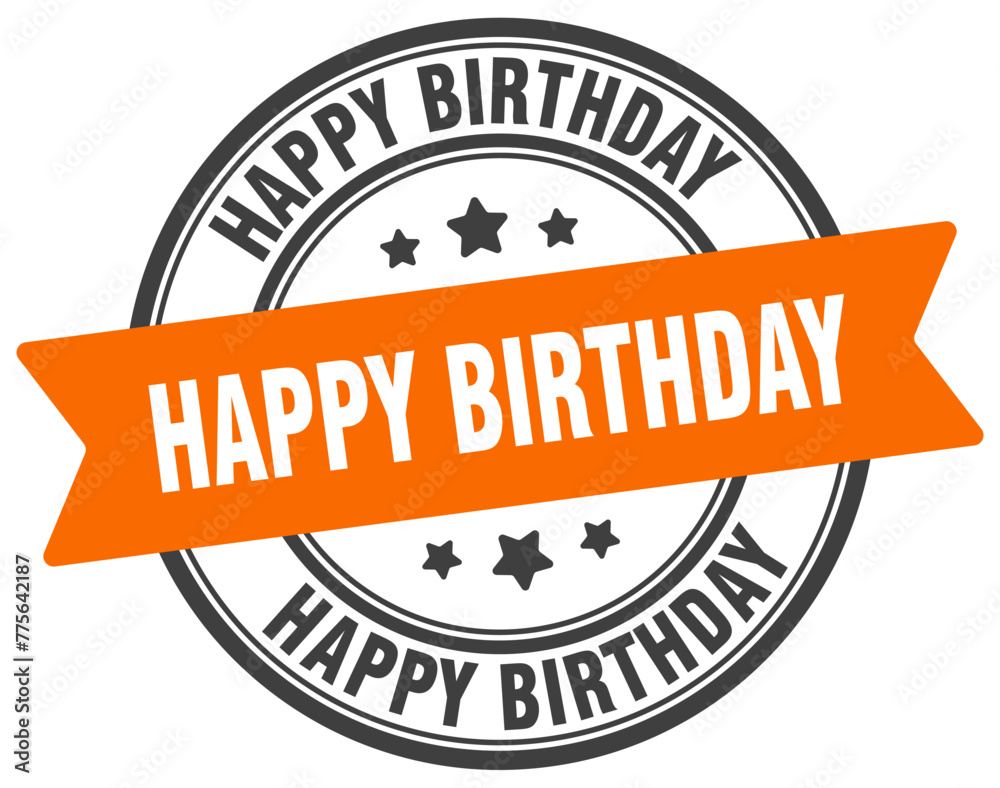 Fototapeta premium happy birthday stamp. happy birthday label on transparent background. round sign
