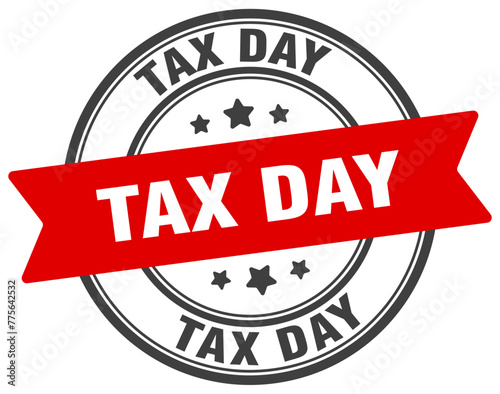 tax day stamp. tax day label on transparent background. round sign