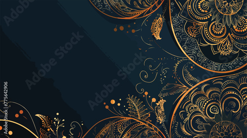 Dark vector indian curved template. Decorative shining