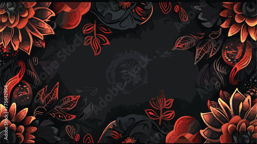 Dark vector indian curved template. Decorative shining