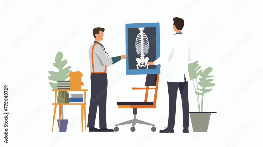 Doctor holding x-ray image. Young professional doctor