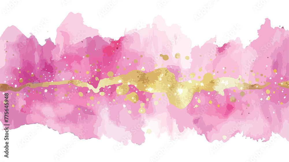 Pink Watercolour background with golden glitter line.