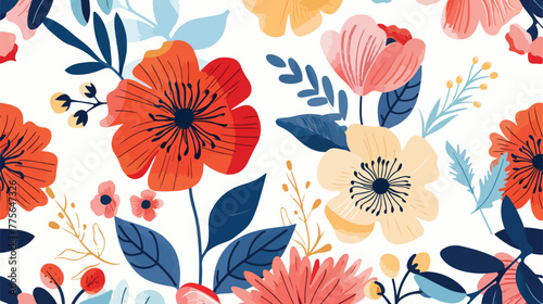 Potvector vintage floral background flat vector isolated