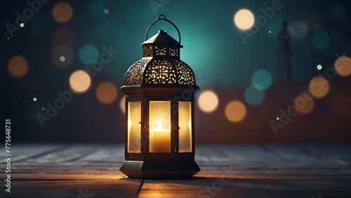 Eid Mubarak Banner  with lantern  realistic  8k  light color
