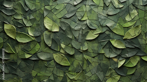 An abstract mosaic made from various leaves, with a range of textures and shades of green, a natural and organic feel Ai Generative