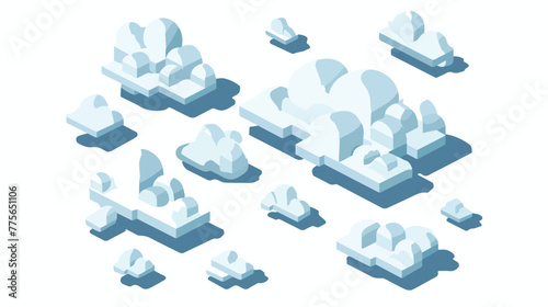 Cloudy isometric left top view Flat vector 