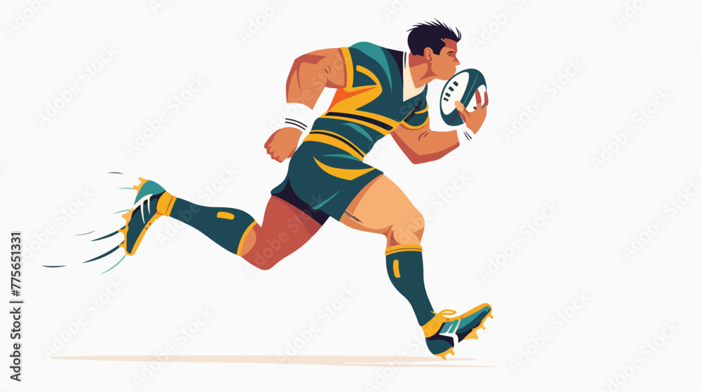 Rugby player running with the ball flat vector isolated