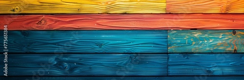 Colorful wooden planks background in the style of a rainbow color for lgbt pride celebration. Wooden wall texture with colorful wood slats. Rainbow flag banner design.