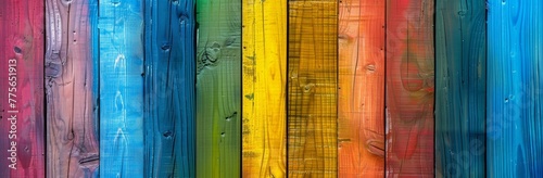 Colorful wooden planks background in the style of a rainbow color for lgbt pride celebration. Wooden wall texture with colorful wood slats. Rainbow flag banner design. photo