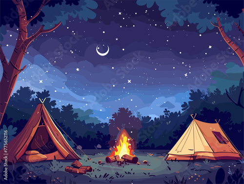 camping in the night