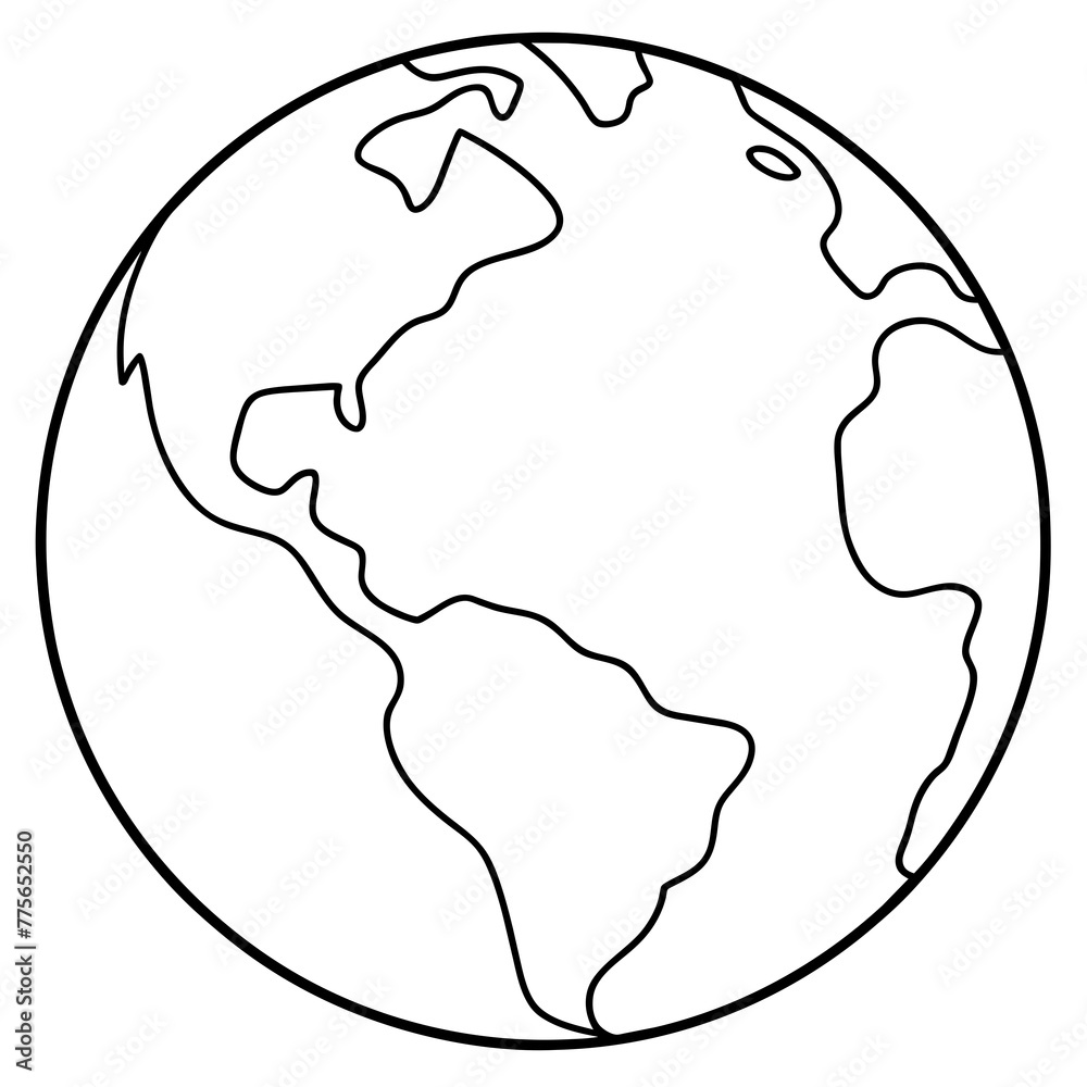 earth line art one single continuous one line out line vector art ...