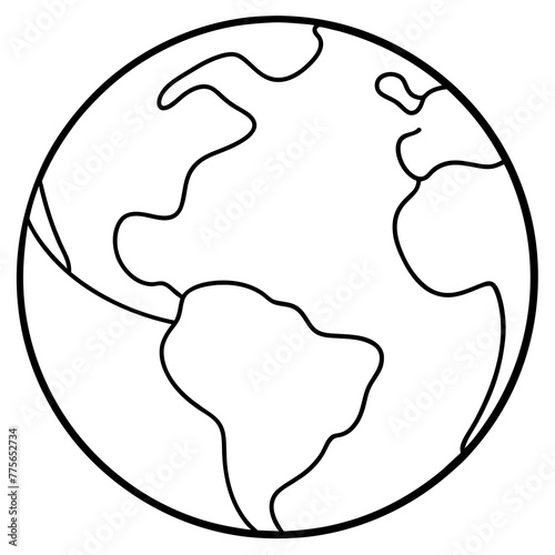 earth  line art one single continuous one line out line vector art  drawing  and tattoo design,vector silhouette illustration