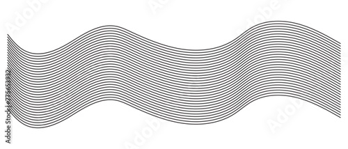 Black and white abstract background. Abstract wave line element for design. Abstract texture, black, white background with curve lines and waves. Abstract wave lines on white background.