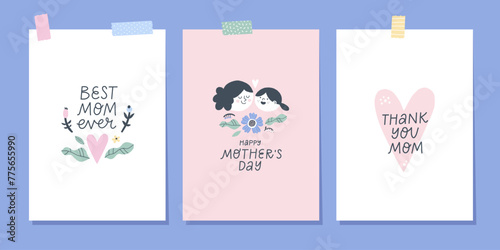 Set of Happy Mother's Day card design. Perfect for poster, greeting card or invitation