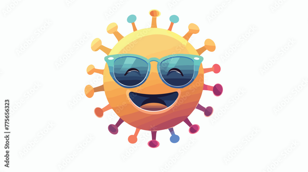 Happy Coronavirus emoticon flat icon vector sign