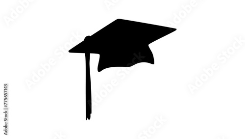 graduation cap emblem, black isolated silhouette