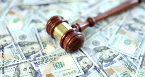 US Sanctions court judge seized house property with US dollar banknotes. Judge gavel and financial crimes